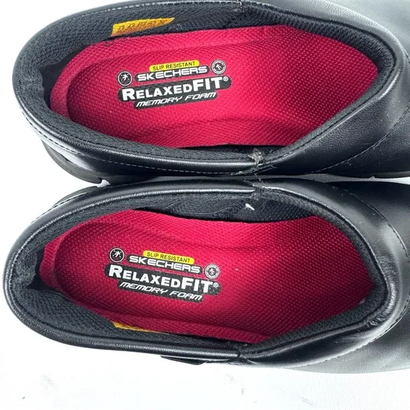 Skechers women Work Relaxed Fit Sure Track Bernal SR blk leather work shoes 7.5