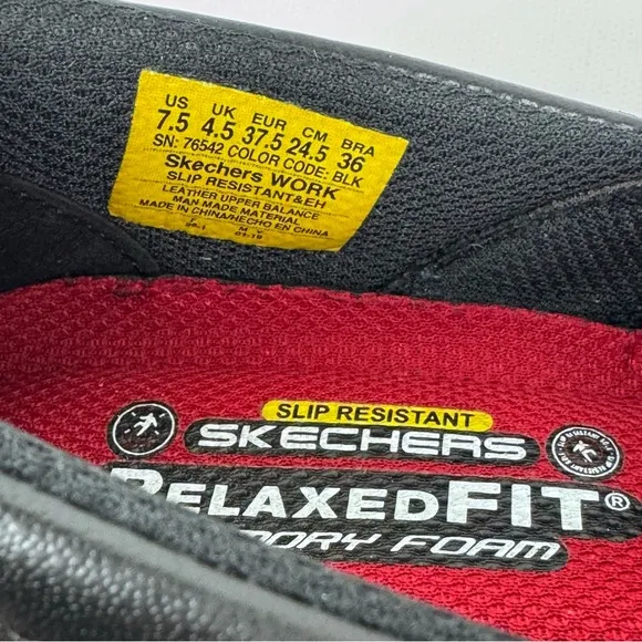 Skechers women Work Relaxed Fit Sure Track Bernal SR blk leather work shoes 7.5
