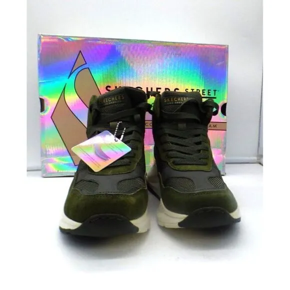 Skechers Women’s Rovina High-Top Sneakers 155250-Olive Green, Sz. 8-small defect