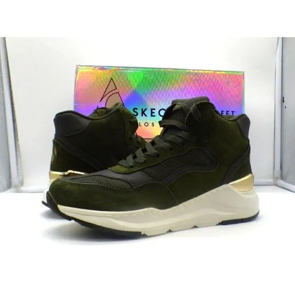 Skechers Women’s Rovina High-Top Sneakers 155250-Olive Green, Sz. 8-small defect