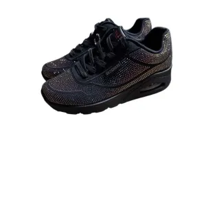 SKECHERS Women's Sneakers Size 8.5 Black Uno Disco Rave Athletic Shoes