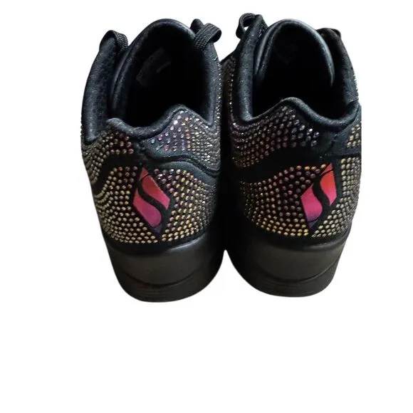 SKECHERS Women's Sneakers Size 8.5 Black Uno Disco Rave Athletic Shoes