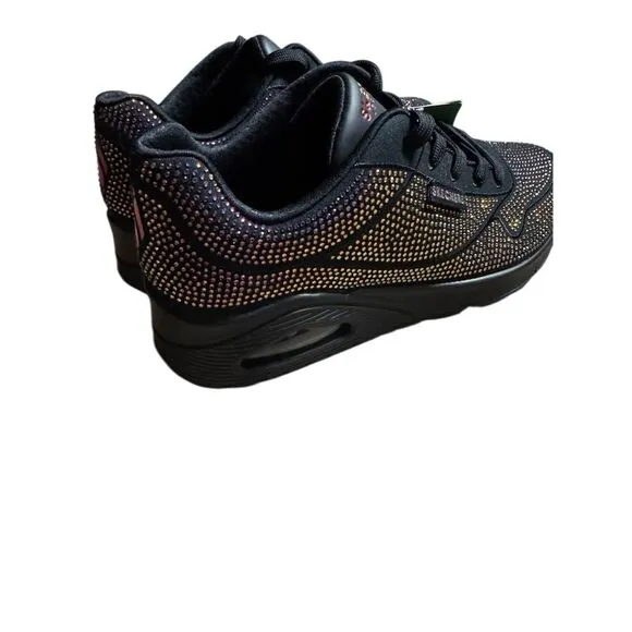 SKECHERS Women's Sneakers Size 8.5 Black Uno Disco Rave Athletic Shoes