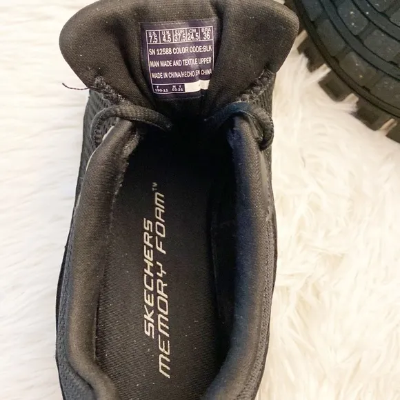 SKETCHERS Black mesh memory foam running workout athletic sneakers women 7.5