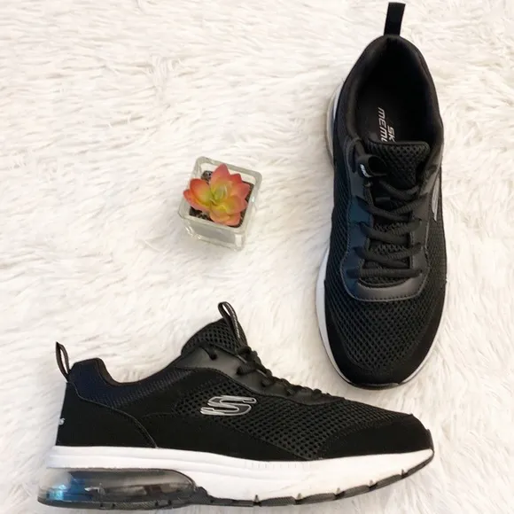 SKETCHERS Black mesh memory foam running workout athletic sneakers women 7.5