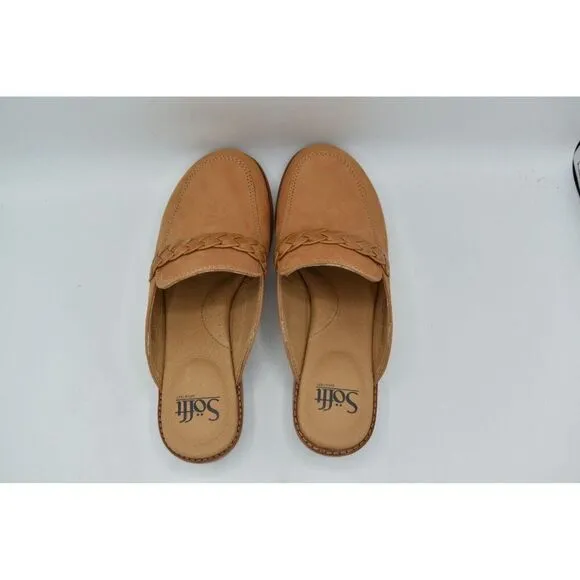 Sofft Womens Size 8 Nels Mule Leather Luggage Slip On Loafers Mules Shoes