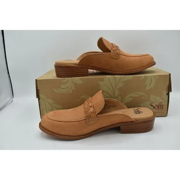 Sofft Womens Size 8 Nels Mule Leather Luggage Slip On Loafers Mules Shoes