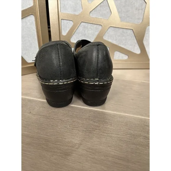 Softspots Clog Mules heel Slip On Lofers Shoes shooties Black  Leather 10 W Wide