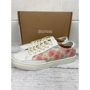 Soludos Leather Sneakers Floral Accents Casual Shoes Women's Size 6.5 NIB