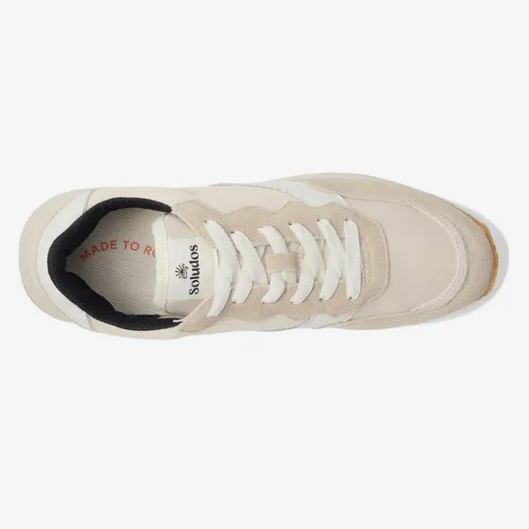 SOLUDOS PARADISO RETRO SNEAKERS COLOR WHITE /SAND LACE-UP ROUND TOE SIZE US 8.5