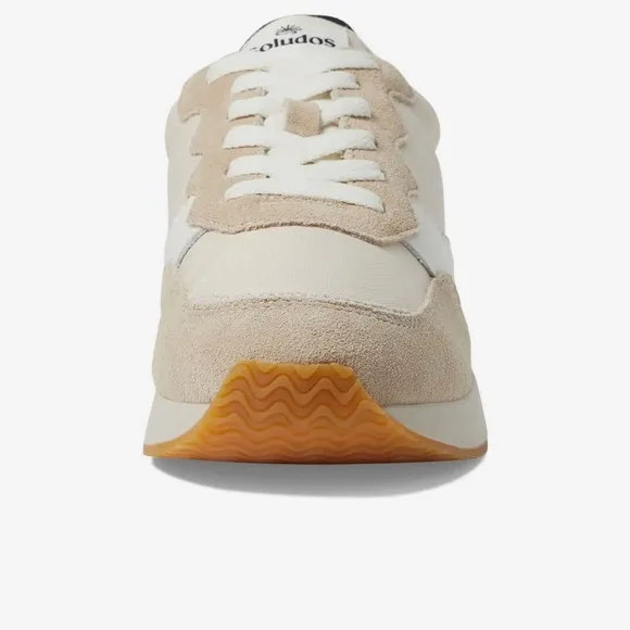 SOLUDOS PARADISO RETRO SNEAKERS COLOR WHITE /SAND LACE-UP ROUND TOE SIZE US 9