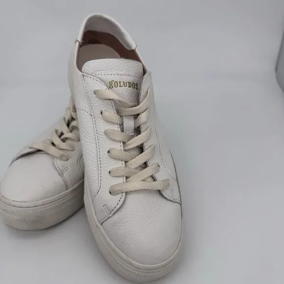 Soludos Womens Ibiza Platform Sneaker Lace Up Casual Shoes White Size 8 US