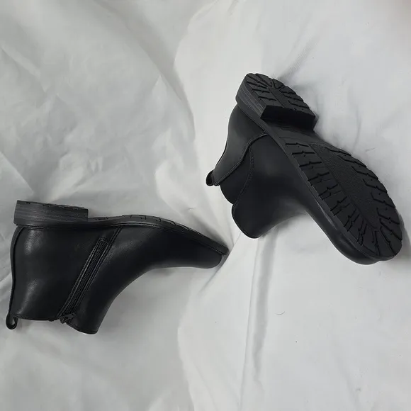 Sonoma Lottiee Almond Toe Mens Black Leather Chelsea Boots Memery Foam Ladies 8