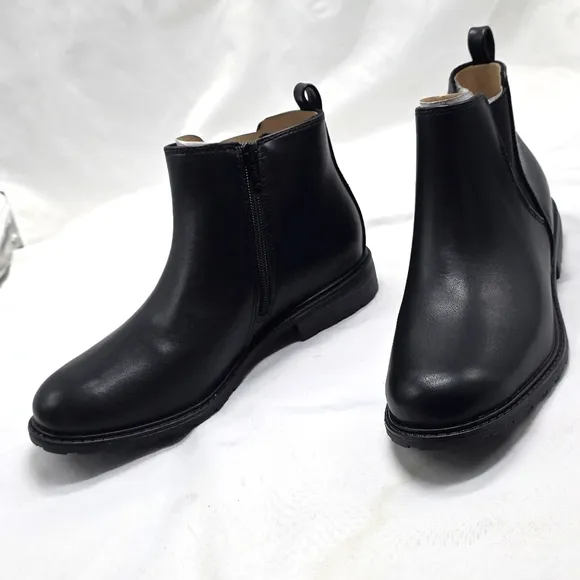 Sonoma Lottiee Almond Toe Mens Black Leather Chelsea Boots Memery Foam Ladies 8