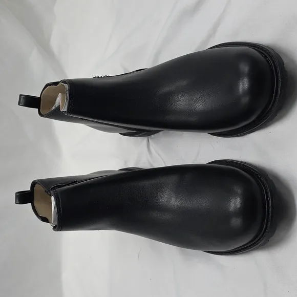 Sonoma Lottiee Almond Toe Mens Black Leather Chelsea Boots Memery Foam Ladies 8