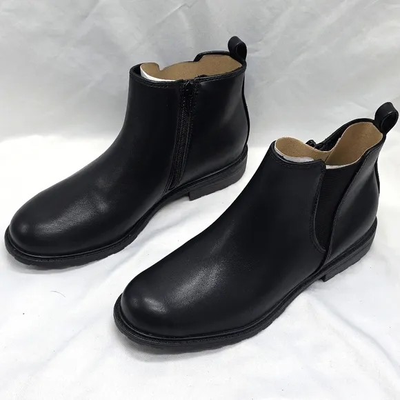 Sonoma Lottiee Almond Toe Mens Black Leather Chelsea Boots Memery Foam Ladies 8
