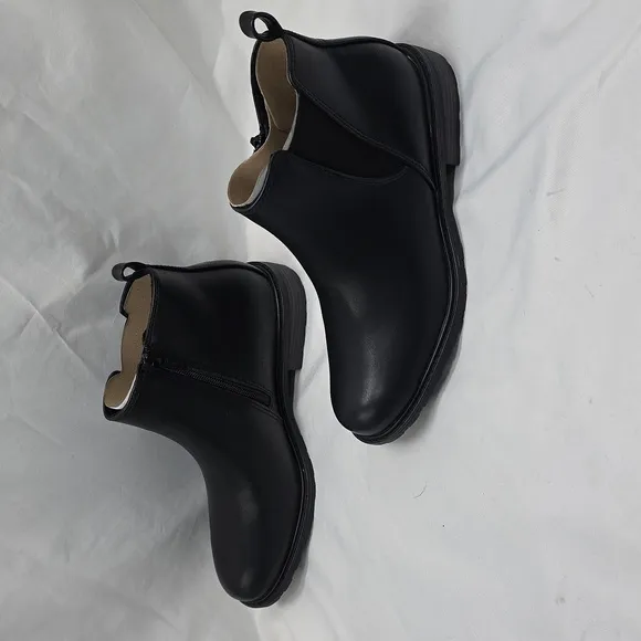 Sonoma Lottiee Almond Toe Mens Black Leather Chelsea Boots Memery Foam Ladies 8