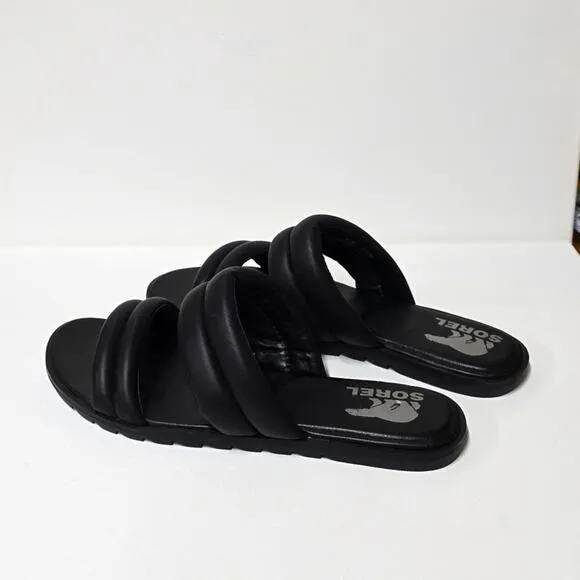 Sorel‎ Ella ll Puff Slide Sandals Flat Women’s 9 black