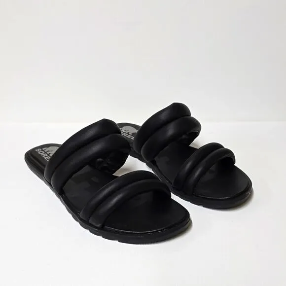 Sorel‎ Ella ll Puff Slide Sandals Flat Women’s 9 black