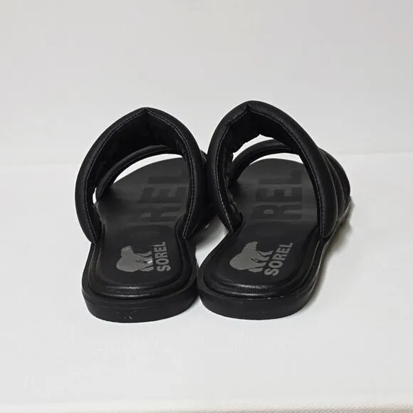 Sorel‎ Ella ll Puff Slide Sandals Flat Women’s 9 black