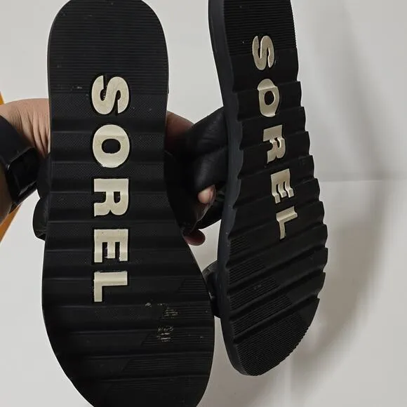 Sorel‎ Ella ll Puff Slide Sandals Flat Women’s 9 black