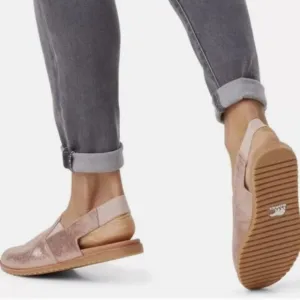 Sorel Ella Slingback Mule Women's Size 10 Rose Gold Flat Metallic Casual Shoes