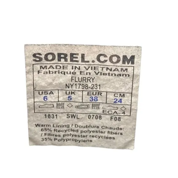 Sorel Kid Youth Brown Water Wind Resistant Flurry Snow Boots Shoes Size 6