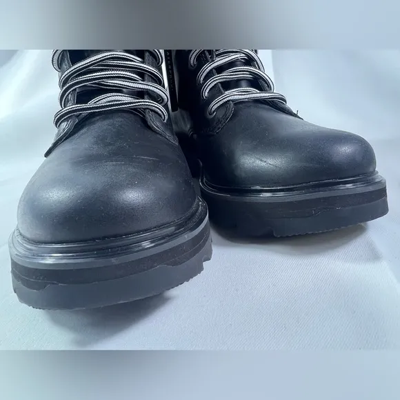 SOREL Lennox Leather Lace STKD Boot in Black Sea Salt NWT NO BOX Size:10 Women’s