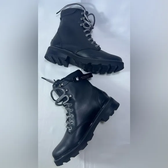 SOREL Lennox Leather Lace STKD Boot in Black Sea Salt NWT NO BOX Size:10 Women’s