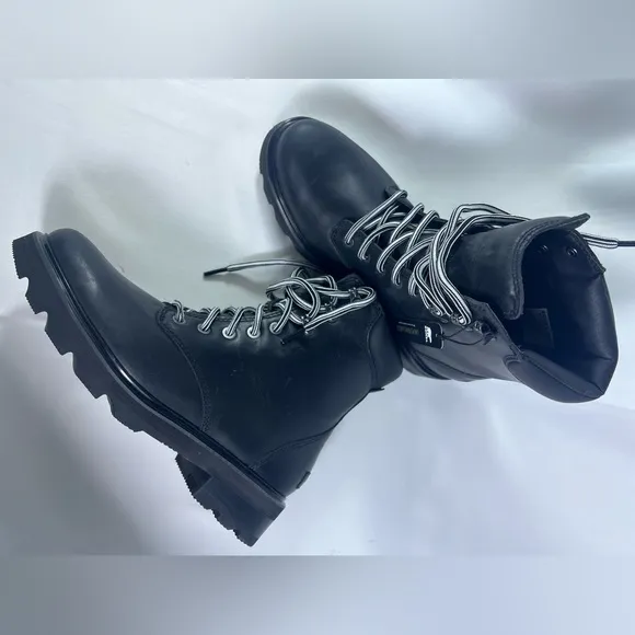 SOREL Lennox Leather Lace STKD Boot in Black Sea Salt NWT NO BOX Size:10 Women’s