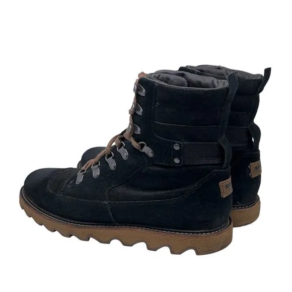 Sorel Mens Size 8.5 Mad Mukluk Boots Suede Leather Hawk Water Resistant Black