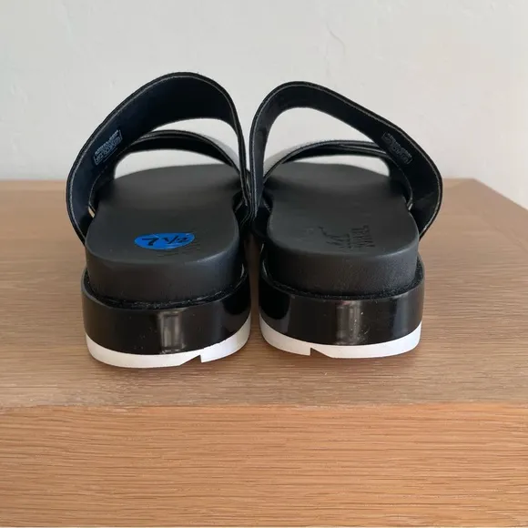 Sorel Roaming Sport Slide Platform Slip On Black &amp; White Sandals Shoes Size 7.5