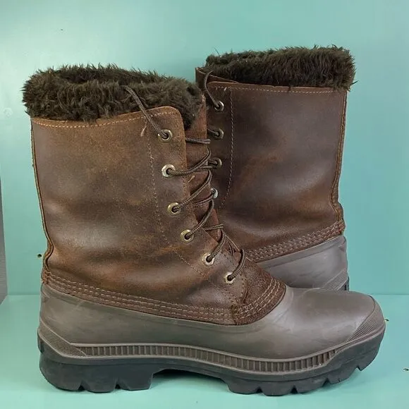 Sorel  VTG Kaufman Manitou Boots shoes Brown Rubber Leather Size 10 Mens