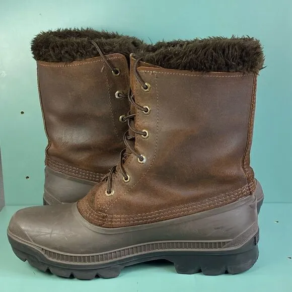 Sorel  VTG Kaufman Manitou Boots shoes Brown Rubber Leather Size 10 Mens