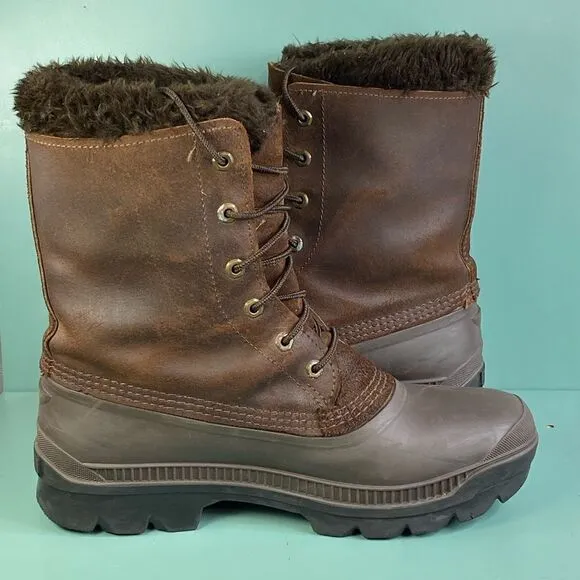 Sorel  VTG Kaufman Manitou Boots shoes Brown Rubber Leather Size 10 Mens