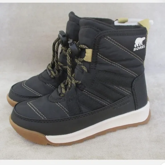 SOREL YOUTH WHITNEY SHORT LACEBOOT Kids Black Winter Boots size 10 gently used