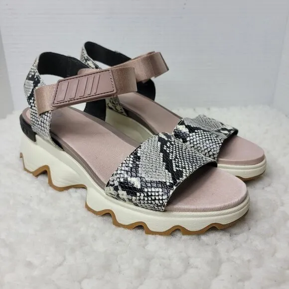 Sorel Kinetic Impact Sandals Womens Size 10 Mauve Vapor Snake Leather Shoes
