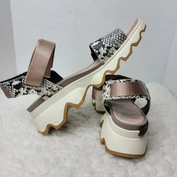 Sorel Kinetic Impact Sandals Womens Size 10 Mauve Vapor Snake Leather Shoes