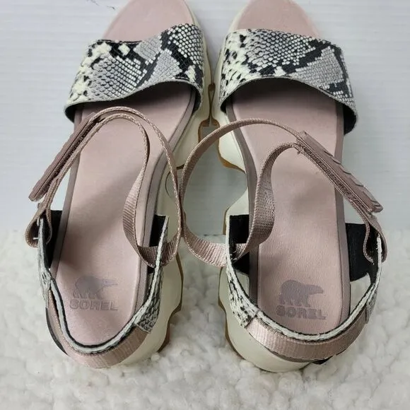 Sorel Kinetic Impact Sandals Womens Size 10 Mauve Vapor Snake Leather Shoes
