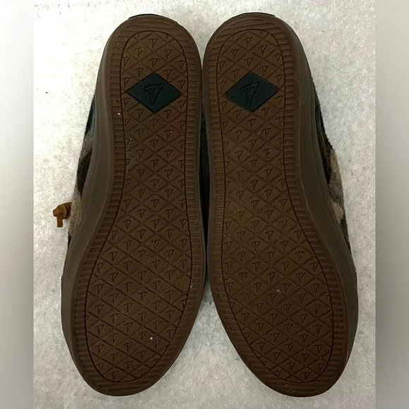 SPERRY CREST VIBE GREEN WOOL FLANNEL PLAID WOMEN'S 7 SNEAKERS BOAT SHOES