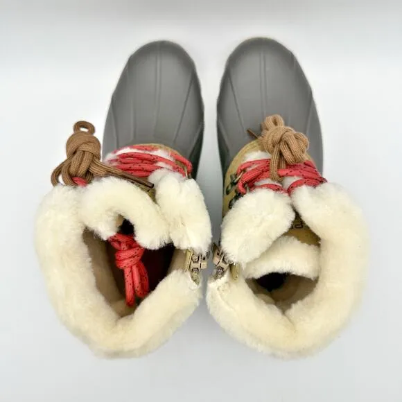 Sperry Kids Alpine Saltwater Winter Boots US 1M Tan Red Water Resistant NIB