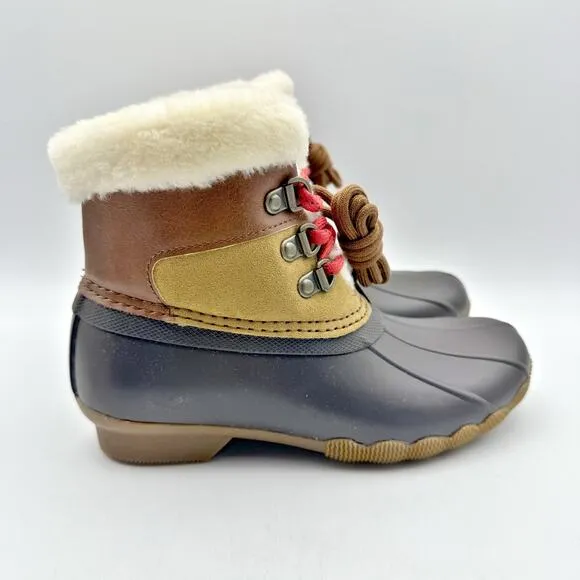Sperry Kids Alpine Saltwater Winter Boots US 1M Tan Red Water Resistant NIB