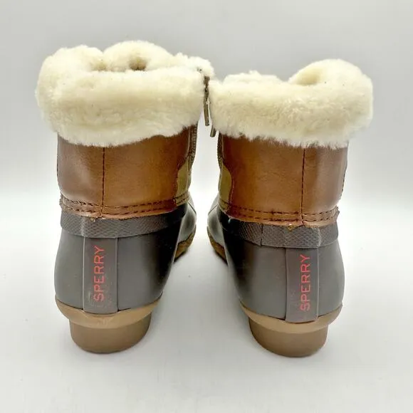 Sperry Kids Alpine Saltwater Winter Boots US 1M Tan Red Water Resistant NIB