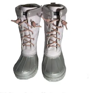 Sperry Kid’s Trailboard Boot Pink Shaft Laces Silver Upper Rubber Sole Zipper 3M
