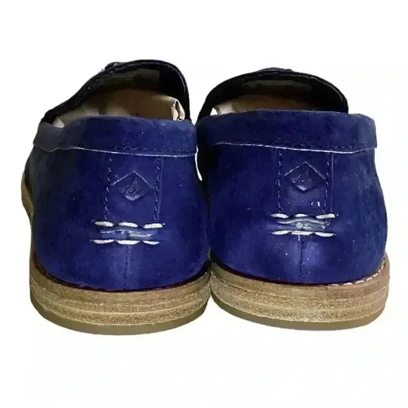 Sperry Saybrook Women 8 39 Painted Tassel Suede Loafers Shoes Flats Blue  NEW