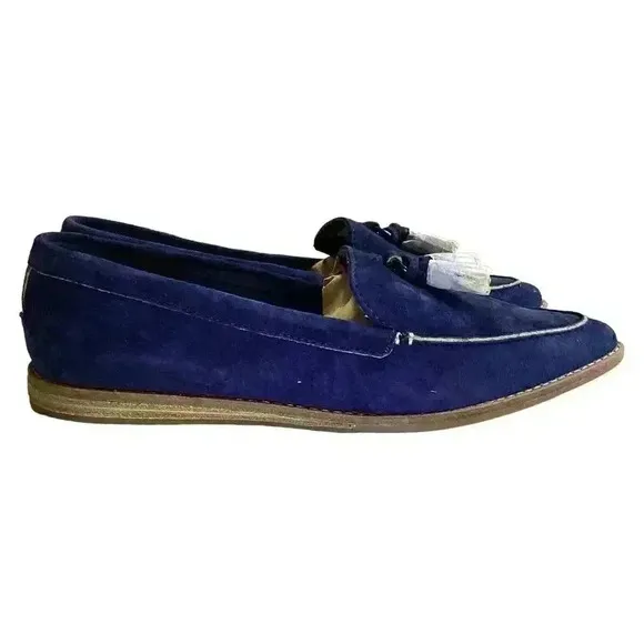 Sperry Saybrook Women 8 39 Painted Tassel Suede Loafers Shoes Flats Blue  NEW
