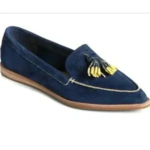 Sperry Saybrook Women 8 39 Painted Tassel Suede Loafers Shoes Flats Blue  NEW