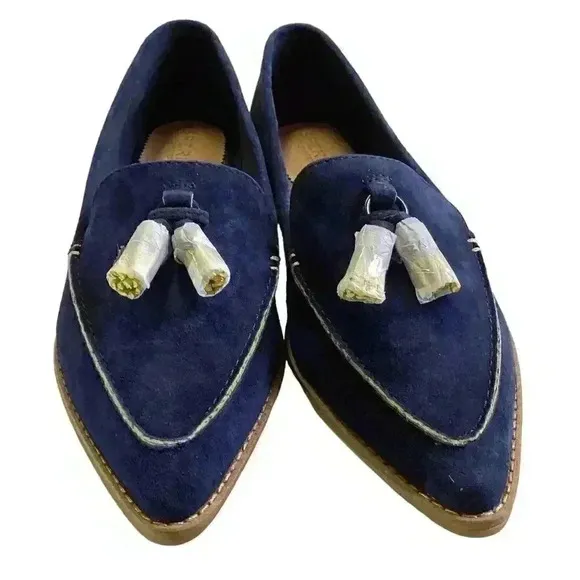Sperry Saybrook Women 8 39 Painted Tassel Suede Loafers Shoes Flats Blue  NEW