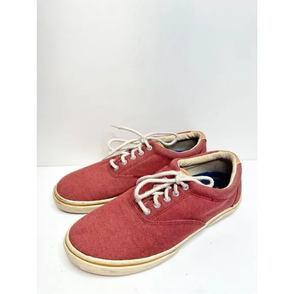 Sperry Sneakers Mens Size 9.5 Halyard Burgundy Corduroy Shoes