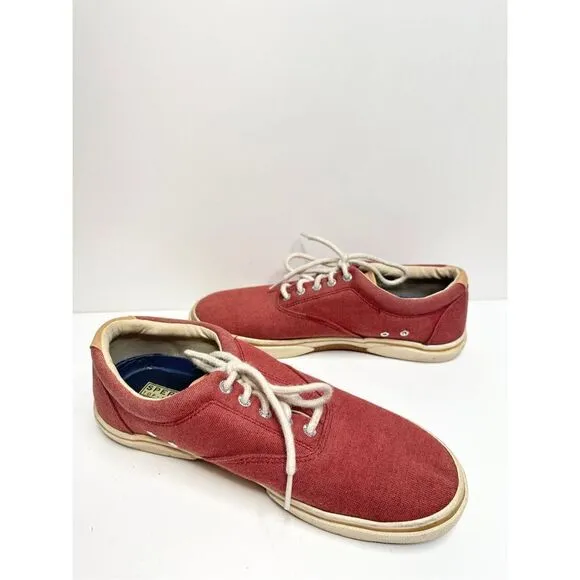 Sperry Sneakers Mens Size 9.5 Halyard Burgundy Corduroy Shoes